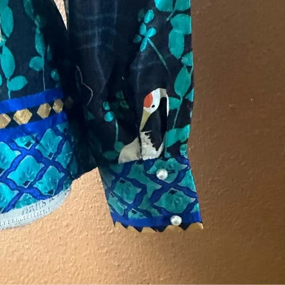 Zara Flowy Blouse with Floral And Crane Print Size XS Excellent Condition! - Picture 11 of 14